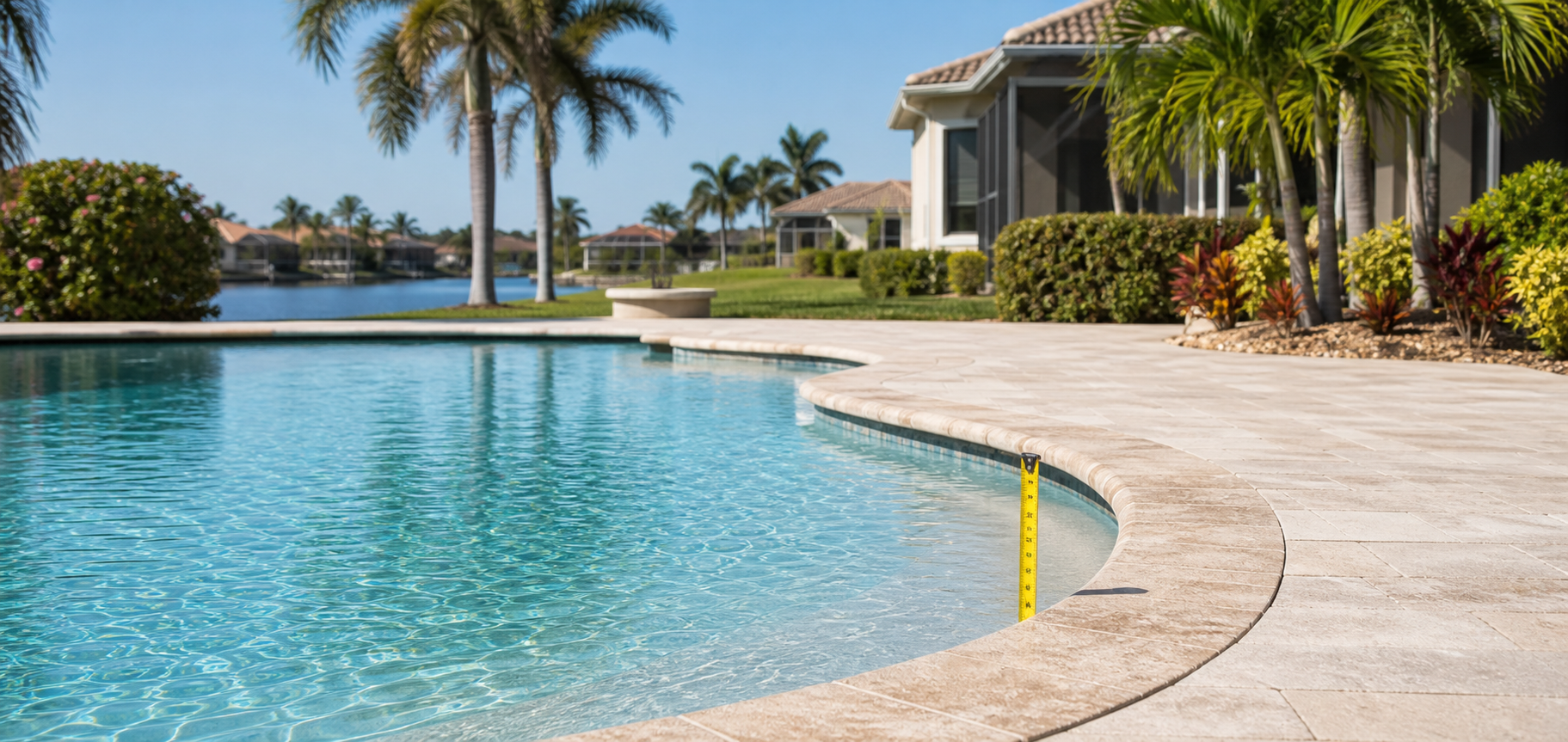 Residential pool and patio in a Florida backyard